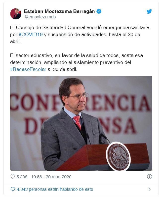 SEP extiende suspensión de clases por Emergencia Sanitaria de covid 19