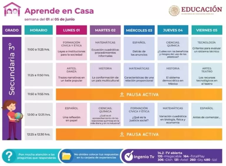 Horarios Aprende En Casa Del 1 Al 5 De Junio Preescolar Primaria Y Secundaria