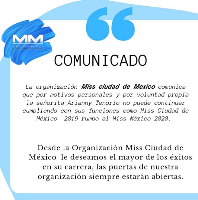 Comunicado de la Organización Miss Ciudad de México