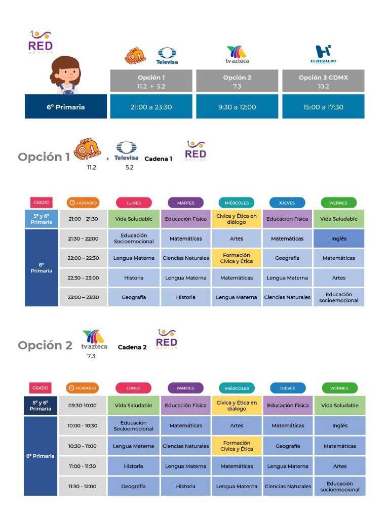Horarios Aprende en Casa 2 del 21 de septiembre al 25 de ...