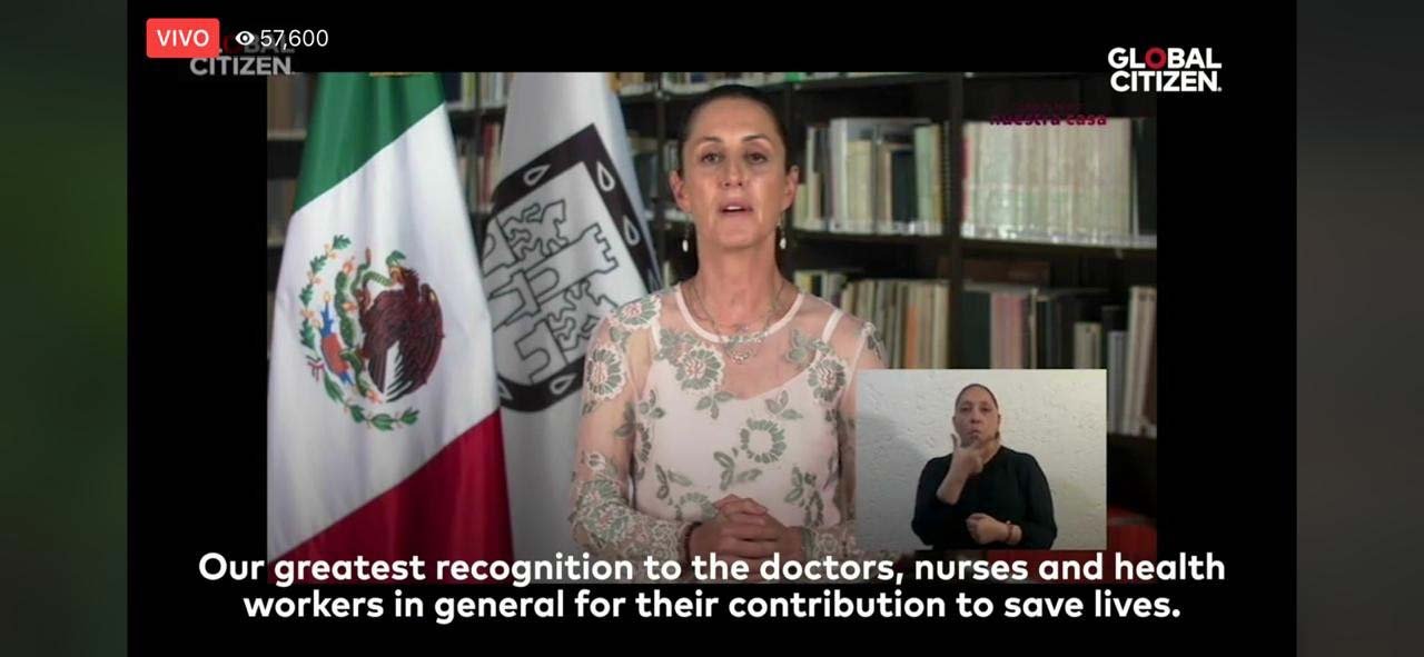 Claudia Sheinbaum da mensaje en concierto One World Together At Home