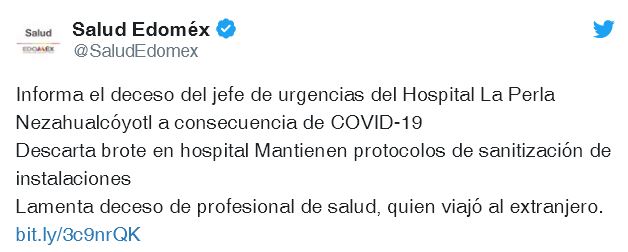 Fallece jefe de Urgencias de Hospital General Nezahualcóyotl de COVID-19