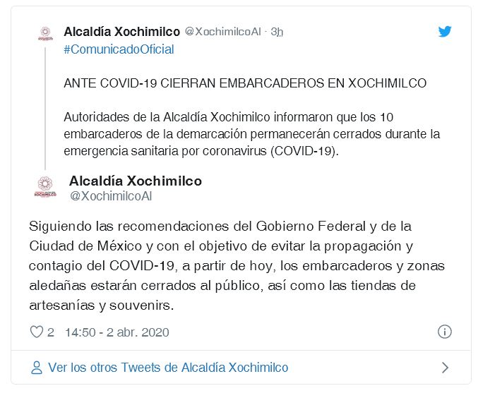 Trajineras de Xochimilco cierran por emergencia sanitaria del COVID-19