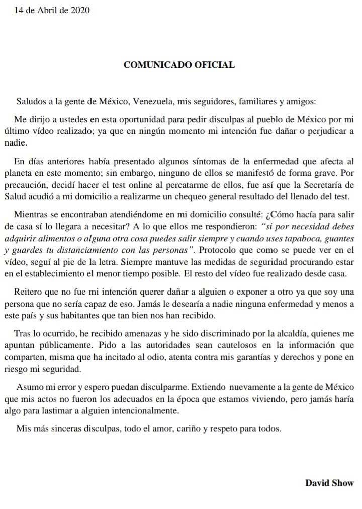 disculpas Soy David Show