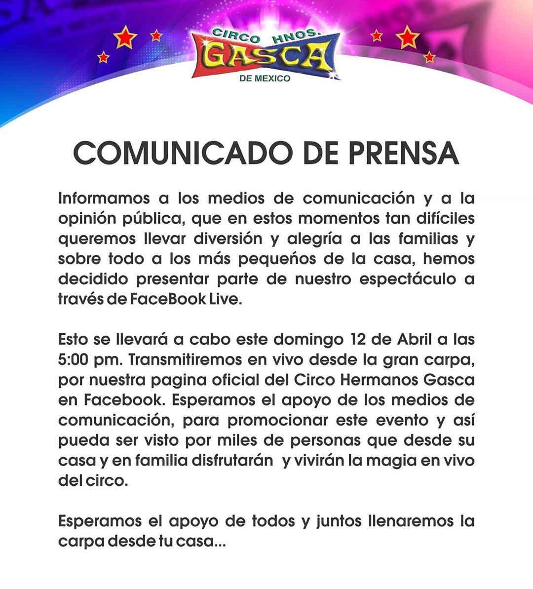La función en facebook del Circo Hermanos Gasca ¡ROMPIÓ TODO! 9 millones de vistas