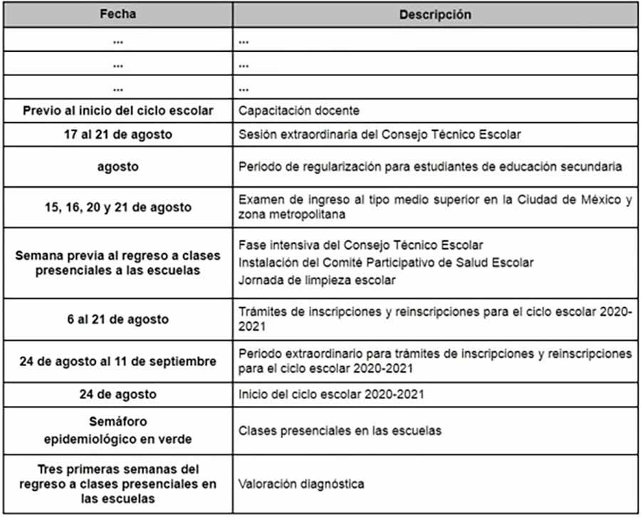 Fechas clave de la SEP para el regreso a clases a distancia