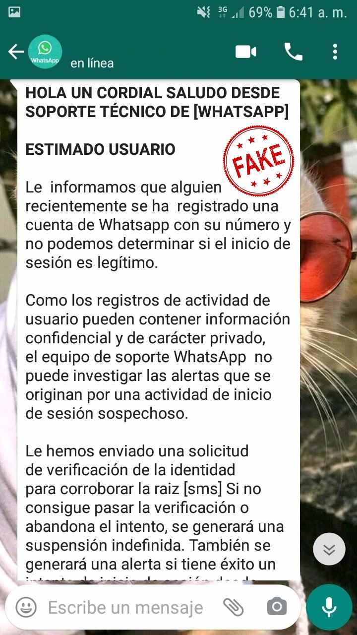 NO RESPONDAS A ESTOS MENSAJES Tu WhatsApp se encuentra en peligro mensaje