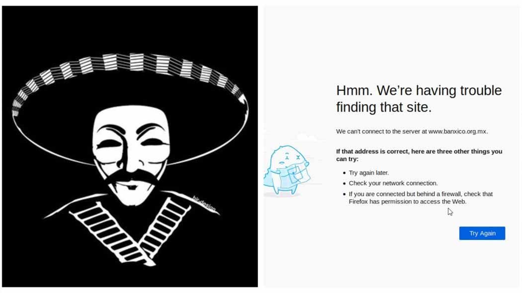 Este martes, el Banco de México (Banxico) confirmó, por medio de un comunicado, que su página de internet fue objeto de un intento de hackeo alrededor de las 13:00 horas. Este martes, el Banco de México (Banxico) confirmó, por medio de un comunicado, que su página de internet fue objeto de un intento de hackeo alrededor de las 13:00 horas.