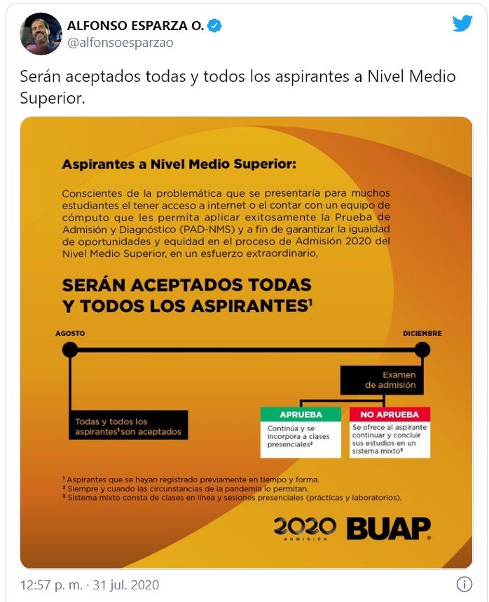 BUAP aceptará a todos los aspirantes a preparatoria - secundaria