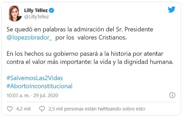 Lilly Téllez criticó Creí en la 4T y resultó ser un fiasco tuit 002