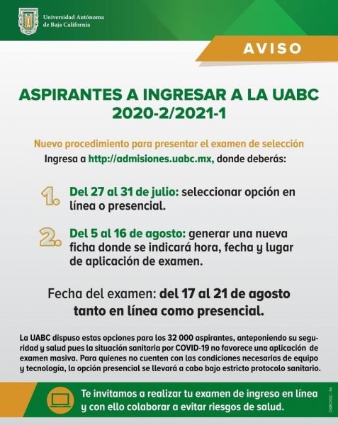 UABC así será el nuevo proceso de nuevo ingreso, podrá ser en línea