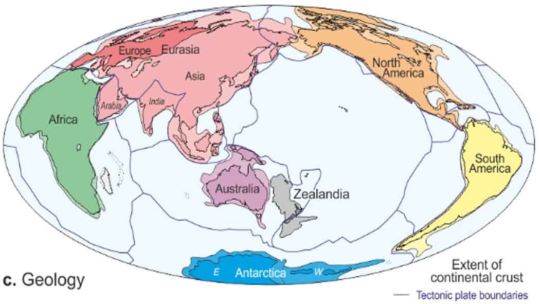 Zelandia mapa del continente que se sumergió hace 23 millones de años