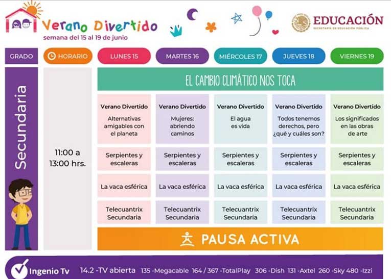 Horarios Verano Divertido del 15 al 19 de Junio infantil, preescolar, primaria, secundaria, bachillerato y familiar