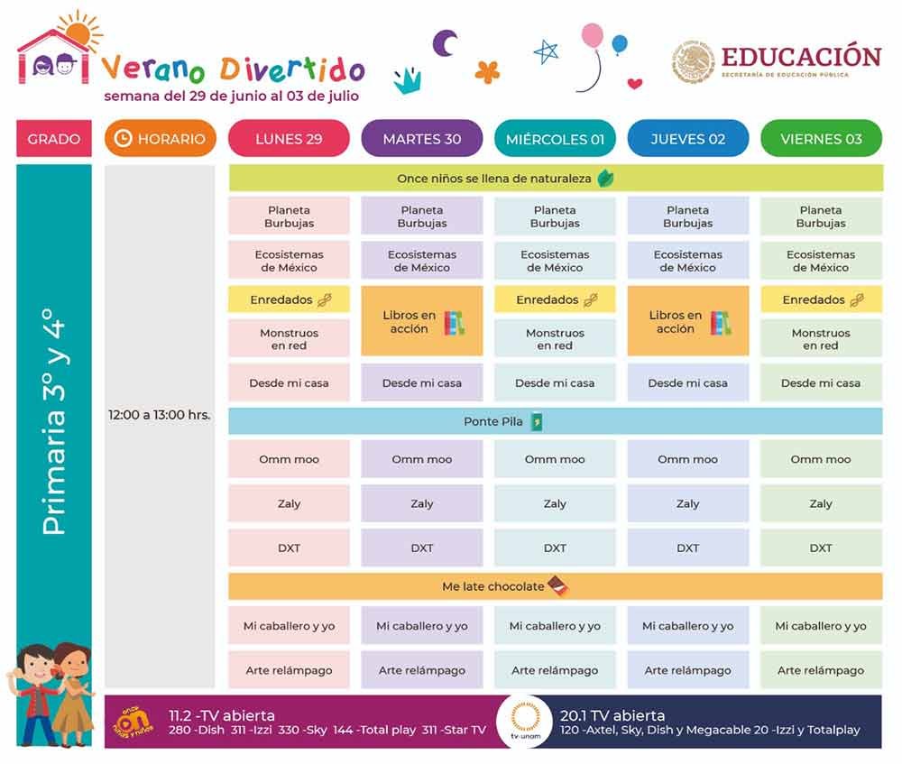 Horarios Verano Divertido del 22 al 26 de Junio infantil, preescolar, primaria, secundaria, bachillerato y familiar