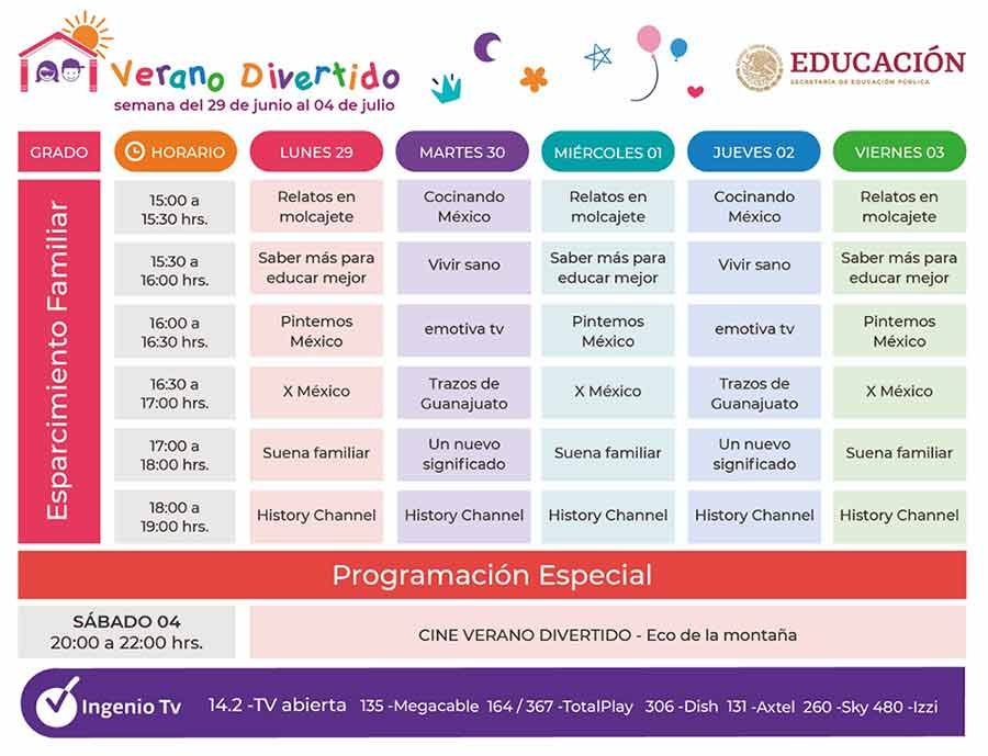 Horarios Verano Divertido del 22 al 26 de Junio infantil, preescolar, primaria, secundaria, bachillerato y familiar