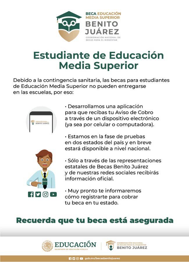 Beca Benito Juárez, estudiantes de educación media superior