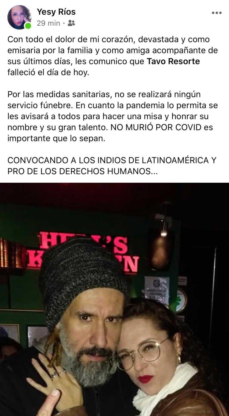 Tavo Resorte fallece el fundador de la banda mexicana Resorte 