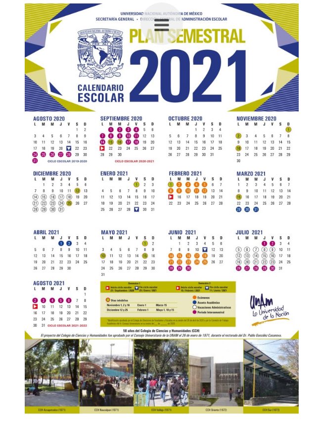 Calendario UNAM fechas de fin e inicio del ciclo escolar de la UNAM