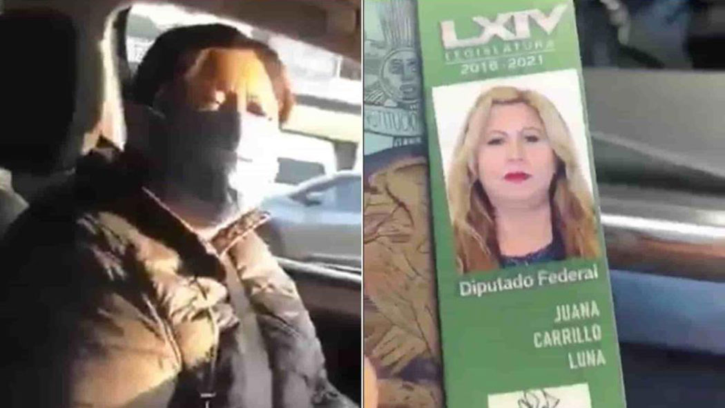 Alguien que se identificó como la diputada federal de Morena Juana Carrillo Luna, fue exhibida en un video en redes sociales, presuntamente por evadir el Hoy No Circula en el Estado de México.