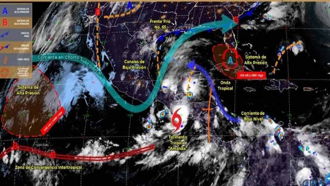 La tormenta tropical "Amanda" se formó este domingo y avanza en tierra sobre Guatemala con dirección a México donde dejará lluvias en el oriente y sureste del país, informó el Servicio Meteorológico Nacional (SMN).