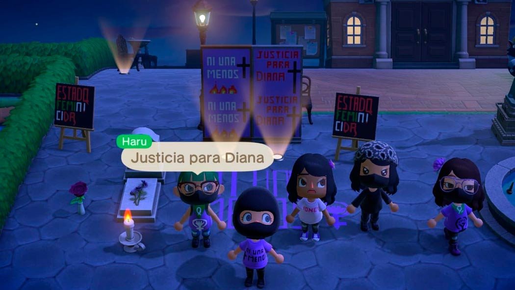 En lucha contra el femicidio de Diana se hace marcha en Animal Crossing