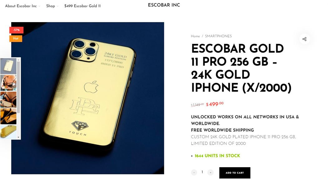 Escobar inc. presento un iPhone 11 Pro Gold por solo 499US
