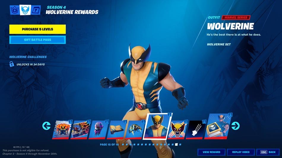 Fortnite un error con Wolverine que puede hacerte perder armas