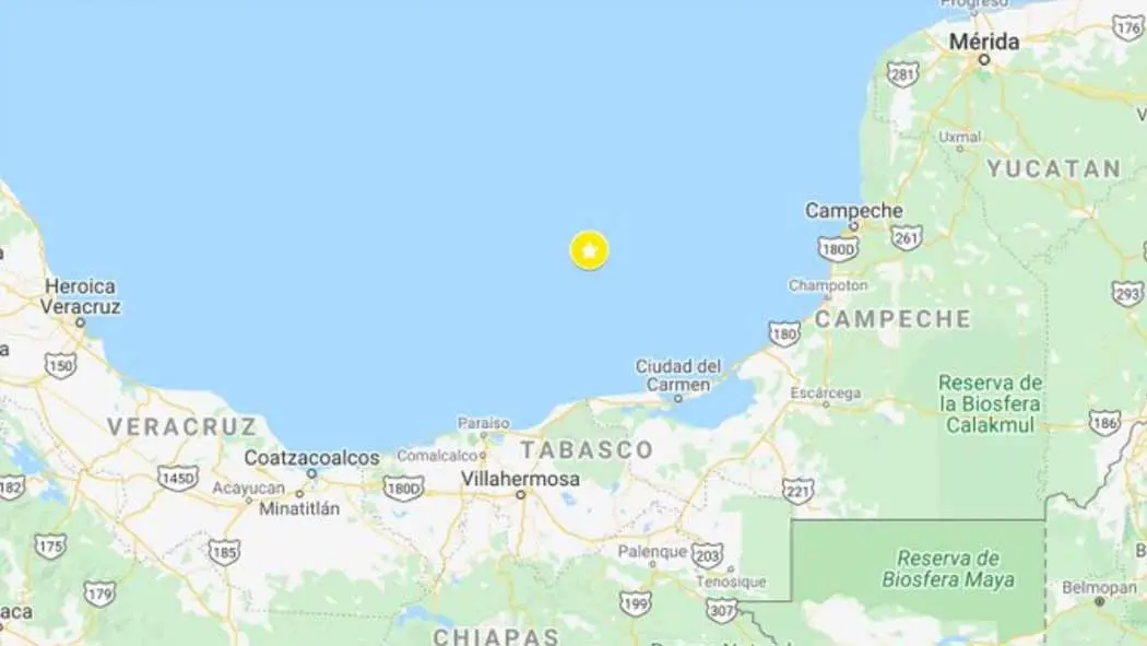El movimiento se registró a las 20:40 horas con epicentro localizado a 127 kilómetros al Norte de Frontera.