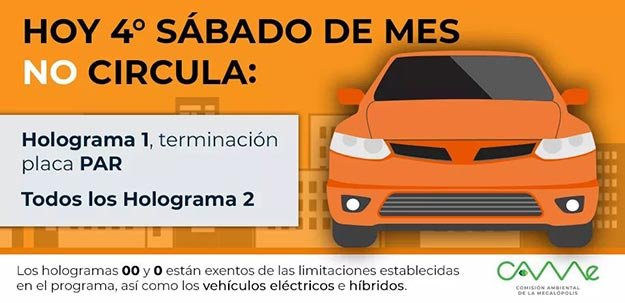 Hoy no circula Sábado 28 de Agosto 2021 CDMX y Edomex
