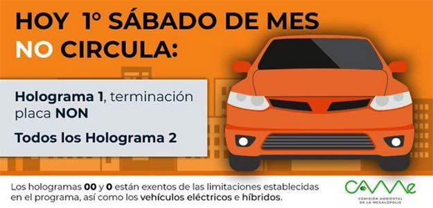 Hoy no circula Sábado 4 de Septiembre 2021 CDMX, Edomex