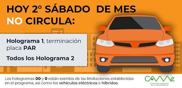 Hoy no circula Sábado 9 de Octubre 2021 CDMX, Edomex