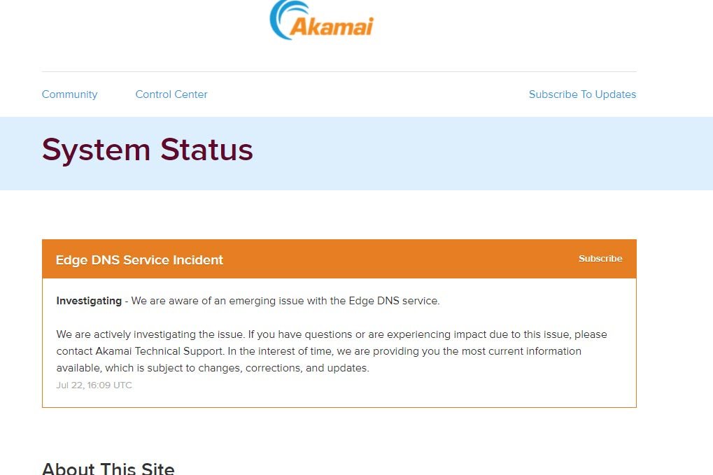 Falla Akamai y provoca falla en decenas de plataformas web