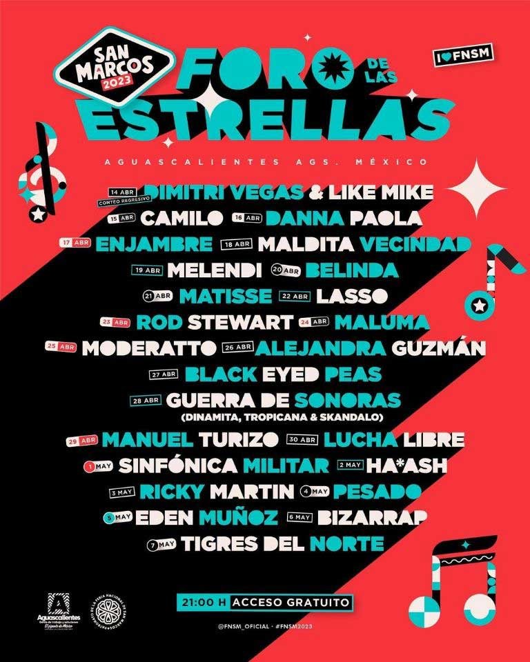 Cartel completo de la Feria de San Marcos 2023