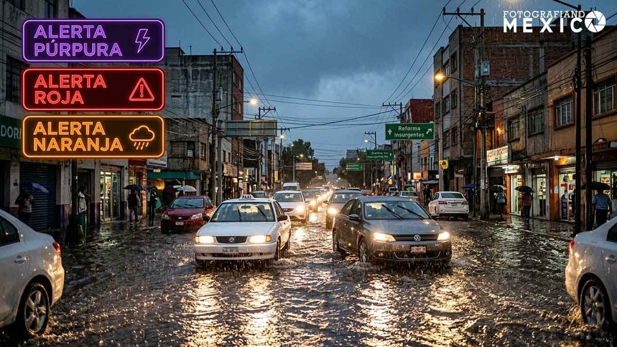 Alerta Purpura Roja y Naranja en CDMX Fuertes lluvias causan caos
