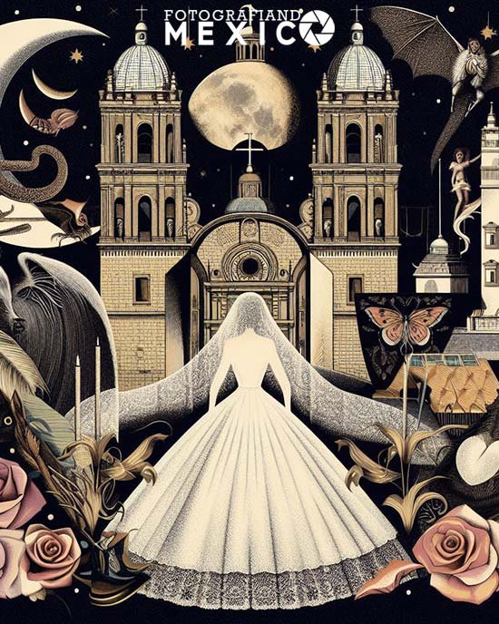 Imagen de una pintura que representa la leyenda de la novia de la catedral, que fue asesinada por su novio celoso en el altar