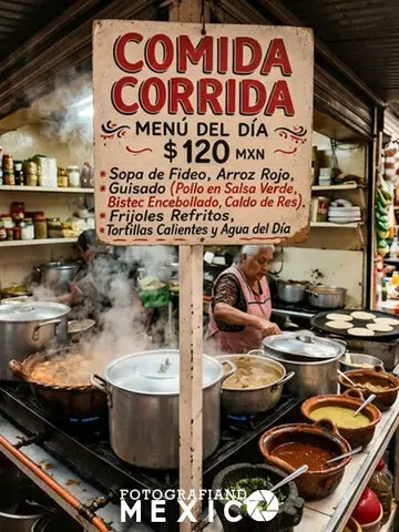 Fonda tradicional mexicana con menu del día y precios de comida corrida
