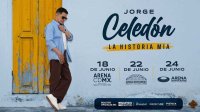 El cantante colombiano Jorge Celedón interpretando música vallenata en vivo sobre el escenario de una gran arena