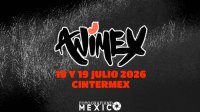 Cartel oficial de la convención de anime y cómics Animex Monterrey en Cintermex con fotos de Grant Gustin y Taz Skylar